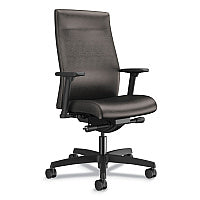 HON Ignition 2.0 Upholstered Mid-Back Task Chair With Lumbar, Supports 300 lb, 17" to 22" Seat, Black Vinyl Seat/Back, Black Base (I2UL2AU10TK)