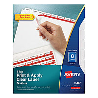 Avery Print and Apply Index Maker Clear Label Dividers, 8-Tab, 11 x 8.5, White, 1 Set (11417)