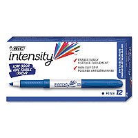BIC Intensity Low Odor Fine Point Dry Erase Marker, Fine Bullet Tip, Blue, Dozen (GDE11BE)