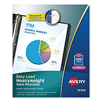 Avery Top-Load Poly Sheet Protectors, Heavy Gauge, Letter, Diamond Clear, 100/Box (74100)