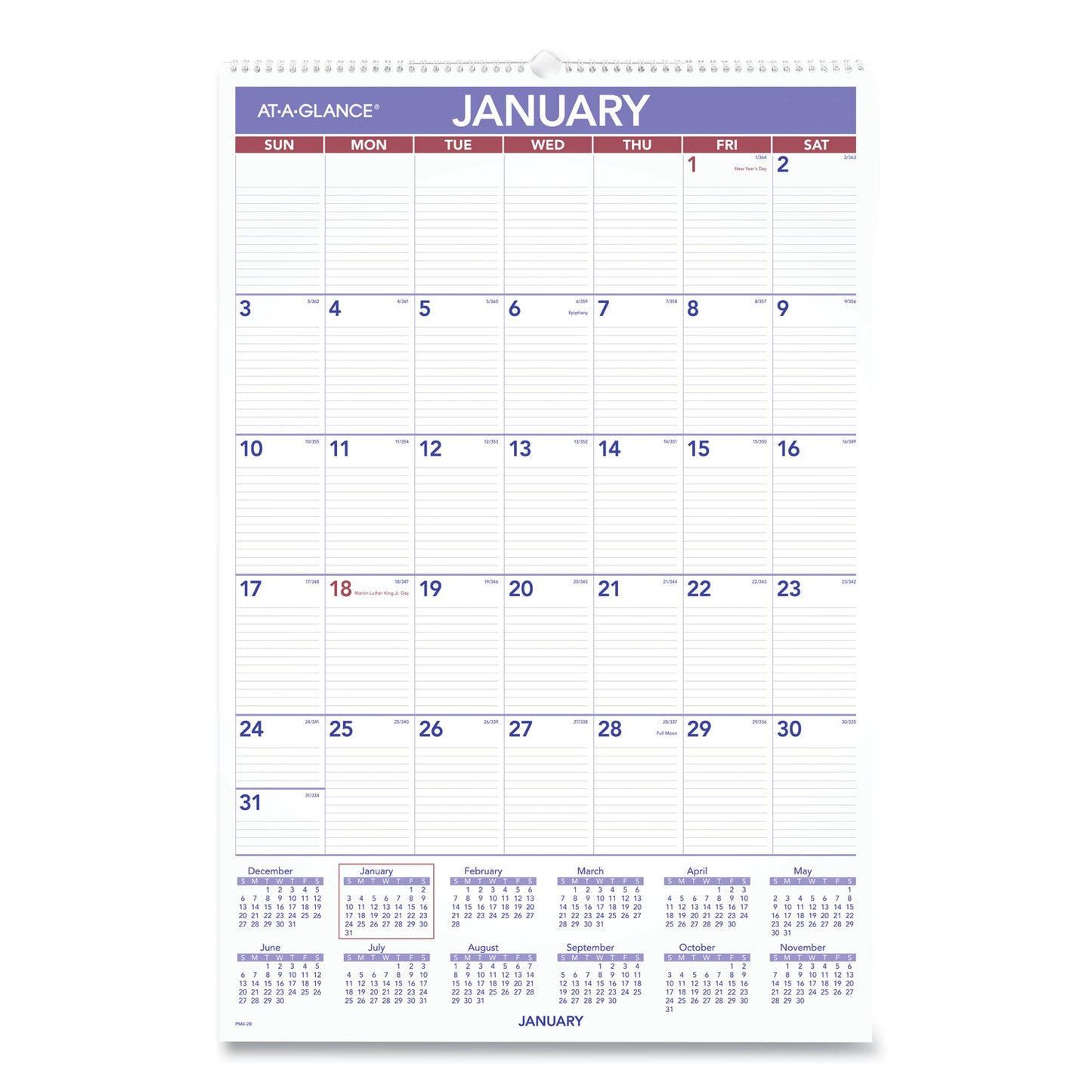 AT-A-GLANCE Monthly Wall Calendar with Ruled Daily Blocks, 20 x 30, White Sheets, 12-Month (Jan to Dec): 2026 (PM428)