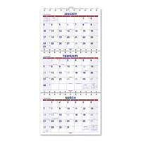 AT-A-GLANCE Move-A-Page Three-Month Wall Calendar, 12 x 27, White/Red/Blue Sheets, 15-Month: Dec 2025 to Feb 2027 (PMLF1128)