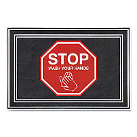 Apache Mills Message Floor Mats, 24 x 36, Charcoal/Red, "Stop Wash Your Hands" (3984528832X3)