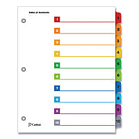Cardinal OneStep Printable Table of Contents and Dividers, 10-Tab, 1 to 10, 11 x 8.5, White, Assorted Tabs, 1 Set (61018)