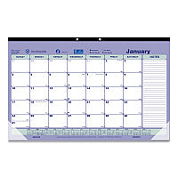 Brownline Monthly Desk Pad Calendar, 17.75 x 10.88, White/Blue/Green Sheets, Black Binding, Clear Corners, 12-Month (Jan to Dec): 2026 (C181700)