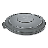 Rubbermaid Commercial BRUTE Self-Draining Flat Top Lid, for 32 gal Round BRUTE Containers, 22.25" Diameter, Gray (263100GY)