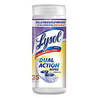 Lysol(R) Dual Action Disinfecting Wipes, Citrus, 35 Wipes, 12 Canisters For Multi Surface - Citrus Scent - Recommended For: Stain Remover - White/Purple - 35/Tub - 12 / Carton (81143CT)