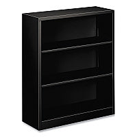 HON Metal Bookcase, Three-Shelf, 34.5w x 12.63d x 41h, Black (S42ABCP)