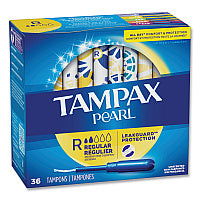Tampax Pearl Tampons, Regular, 36/Box, 12 Box/Carton (71127)