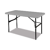 AbilityOne 7105016976843 SKILCRAFT Blow Molded Folding Tables, Rectangular, 48 x 24 x 20, Gray