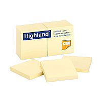 Highland Self-Stick Notes, 3" x 3", Yellow, 100 Sheets/Pad, 12 Pads/Pack (6549YW)