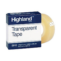 Highland Transparent Tape, 1" Core, 0.75" x 36 yds, Clear (5910341296)