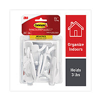Command General Purpose Hooks, Medium, Plastic, White, 3 lb Capacity, 20 Hooks and 24 Strips/Pack (17001MPES)