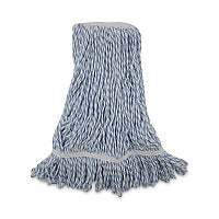 Boardwalk(R) 4-Ply Floor-Finish Mop Heads, White/Blue Stripes, 12 Mops (BWK542CT)