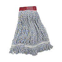 Boardwalk Mop Head, Floor Finish, Wide, Rayon/Polyester, Large, White/Blue, 12/Carton (BWK553)