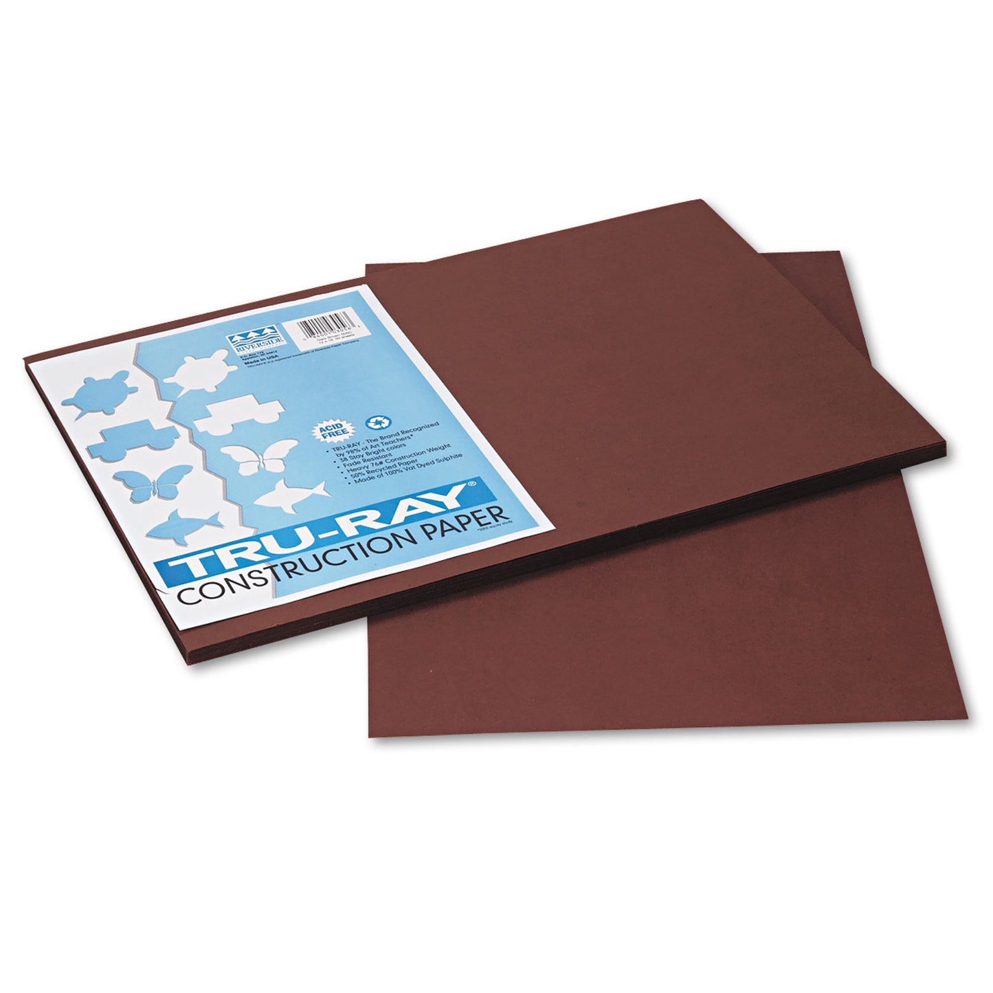 Pacon Tru-Ray Construction Paper, 76 lb Text Weight, 12 x 18, Dark Brown, 50/Pack (103056)