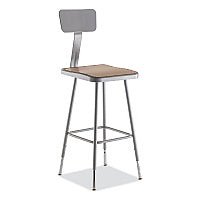 NPS 6300 Series Height Adjustable Heavy-Duty Square Seat Stool w/ Back, Supports 500 lb, 23.75" to 31.75" Seat Height, Brown/Gray (6324HB)