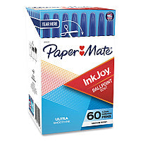 Paper Mate InkJoy 50ST Ballpoint Pen, Stick, Medium 1 mm, Blue Ink, Clear Barrel, 60/Pack (2014534)
