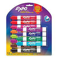 EXPO Low Odor Dry Erase Vibrant Color Markers, Broad Chisel Tip, Assorted Colors, 16/Set (1927526)
