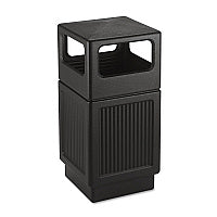 Safco Canmeleon Recessed Panel Receptacles, Side-Open, 38 gal, Polyethylene, Black (9476BL)