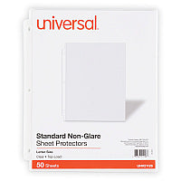 Universal Top-Load Poly Sheet Protectors, Std Gauge, Nonglare, Clear, 50/Pack (UNV21126)