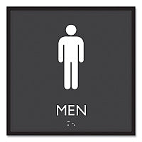 Headline ADA Sign, Men, Plastic, 8 x 8, Clear/White (66914)