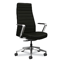 HON Cofi Executive High Back Chair, Supports Up to 300 lb, 15.5 to 20.5 Seat Height, Black Seat/Back, Polished Aluminum Base (CEUW0PU10C9P)
