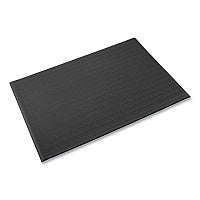 Crown Mats Ribbed Vinyl Anti-Fatigue Mat, Rectangular, Black Ribbed Surface, 36" x 12 ft (FL3612BK)