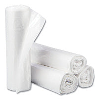 Inteplast Group High-Density Commercial Can Liners, 30 gal, 10 mic, 30" x 37", Clear, Interleaved Roll, 25 Bags/Roll, 20 Rolls/Carton (S303710N)