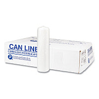 Inteplast Group High-Density Commercial Can Liners, 16 gal, 6 mic, 24" x 33", Natural, Interleaved Roll, 50 Bags/Roll, 20 Rolls/Carton (S243306N)