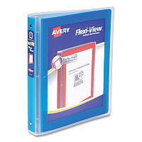 Avery Flexi-View Binder with Round Rings, 3 Rings, 1" Capacity, 11 x 8.5, Blue (17607)