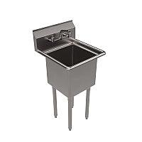 BK Resources Stainless Steel Sink and Faucet Bundle, Sink/Faucet/Faucet Mounting Kit/Drain, 15" L x 15" W x 14" D (BKS11514PG)