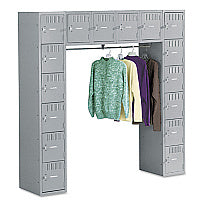 Tennsco Sixteen Box Compartments and Coat Bar, 72w x 18d x 72h, Medium Gray (SRS721872AMG)