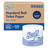 Scott Essential Standard Roll Bathroom Tissue for Business, Septic Safe, 2-Ply, White, 550 Sheets/Roll, 80/Carton (04460)