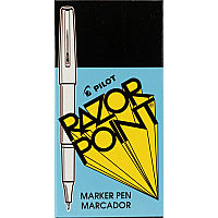Pilot Razor Point Fine Line Porous Point Pen, Stick, Extra-Fine 0.3 mm, Black Ink, Black Barrel, Dozen (11001)