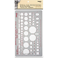 Chartpak Circle/Identification Template Circle, Square, Hexagon, Rectangle, Diamond, Directional Arrow - 5.9" Height x 10" Width - Gray (1002PI)