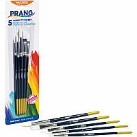 Prang Multipurpose Hobby Brush Set Assorted - Wood Red Handle - Aluminum Ferrule - 5 / Set (94005)