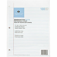 Sparco Notebook Filler Paper - Letter 100 Sheets - Ruled Red Margin - 16 lb Basis Weight - Letter - 8 1/2" x 11" Sheet Size - White Paper - Subject - 100 / Pack (82110)