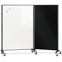 Quartet Motion Room Divider 36" (3 ft) Width x 72" (6 ft) Height - White Porcelain Surface - Graphite Metal Frame - Magnetic - 1 Each (6630MB)