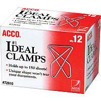ACCO Ideal Paper Clamps Large - No. 1 - 150 Sheet Capacity - Silver - Metal - 12 / Box (72610)