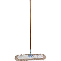Genuine Joe Dust Mop Complete Combo 24" Width Cotton Head - 60" Length x 0.94" Diameter Wood Handle - Swivel Head, Lightweight, Chrome Plated, Absorbent, Rust Resistant, Reinforced, Refillable - 1 Each (GJO54101)
