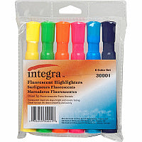 Integra Chisel Desk Liquid Highlighters Chisel Marker Point - Assorted Ink - Water Based - Assorted Barrel - 6 / Set (30001)