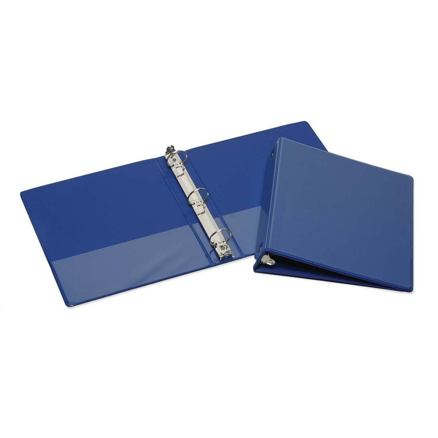 AbilityOne SKILCRAFT Clear Overlay 3-Ring Binder Letter - 8.5" x 11" - 3" Capacity - 12 / Box - Blue (5104858)