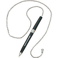 AbilityOne SKILCRAFT Chain Pen Medium Pen Point - Refillable - Black - Black Rubber Barrel - 1 Dozen (4493740)