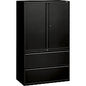 HON 800 Series Wide Lateral File with Storage Cabinet - 2-Drawer 42" Width x 18" Depth x 64.2" Height - 2 x Shelf(ves) - 2 x Drawer(s) for File - 2 x Side Open Door(s) - Legal, Letter - Lateral - Security Lock - Black - Steel - Recycled (895LSP)