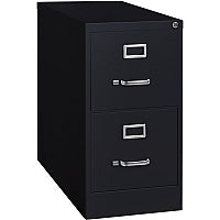Lorell Fortress Series 26-1/2" Commercial-Grade Vertical File Cabinet 15" Width x 26.5" Depth x 28.4" Height - 2 x Drawer(s) for File - Letter - Vertical - Security Lock, Ball-bearing Suspension, Heavy Duty - Black - Steel - Recycled (LLR60194)