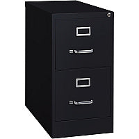 Lorell Fortress Series 25" Commercial-Grade Vertical File Cabinet 15" Width x 25" Depth x 28.4" Height - 2 x Drawer(s) for File - Letter - Vertical - Security Lock, Ball-bearing Suspension, Heavy Duty - Black - Steel - Recycled (LLR60653)