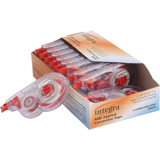 Integra Side-Apply Correction Tape 0.20" Tape Width x 32.80 ft Tape Length - Smoke Dispenser - Tear Resistant - Smoke - 10 / Pack (60233)