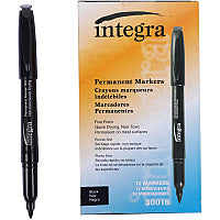 Integra Permanent Fine Point Markers Fine Marker Point - Black Ink - 1 Dozen (30016)