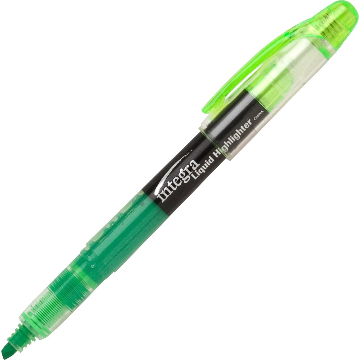 Integra Liquid Highlighters Chisel Marker Point - Green Ink - 1 Dozen (33314)
